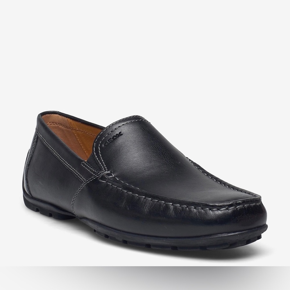 Geox U MONER V Loafers Black Leather Business Casual Comfy Work Loafers Sz 40